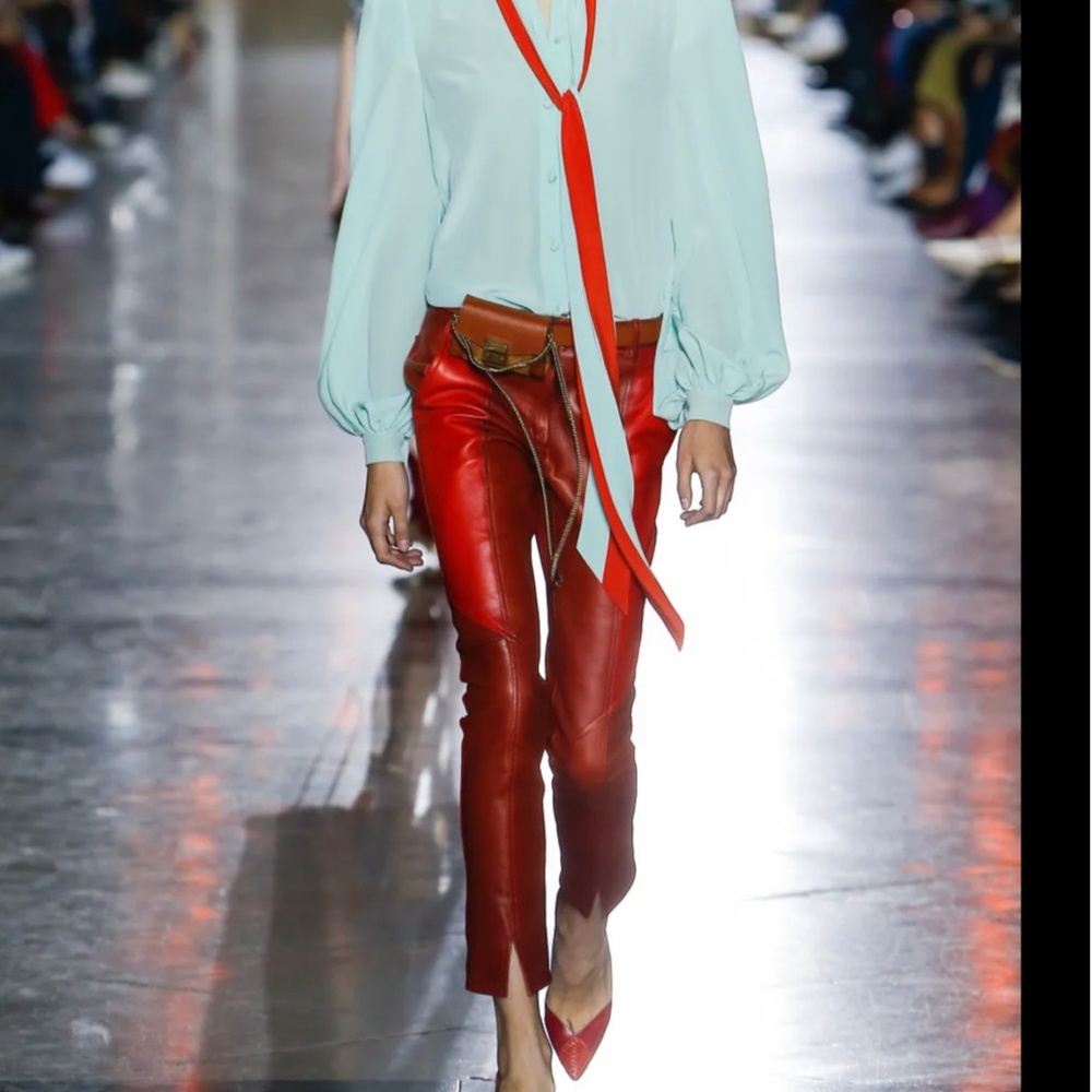 Givenchy Runway Orange Leather Biker Pants F38 US 4